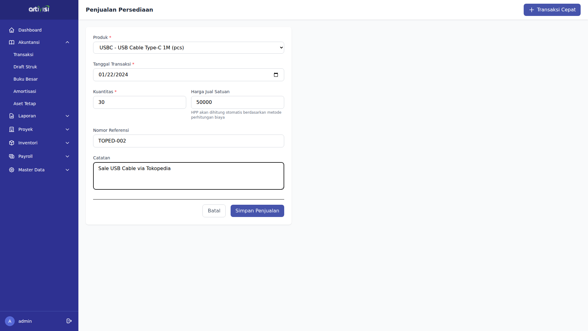 Form Penjualan USB-C
