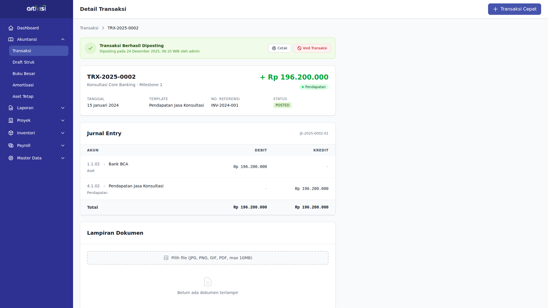 Detail Transaksi Pendapatan