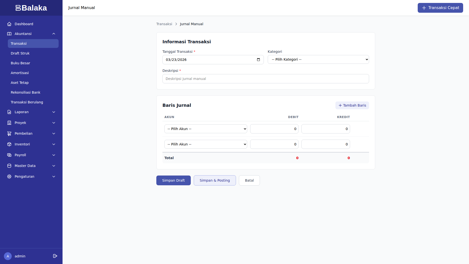 Form Jurnal Manual Kosong