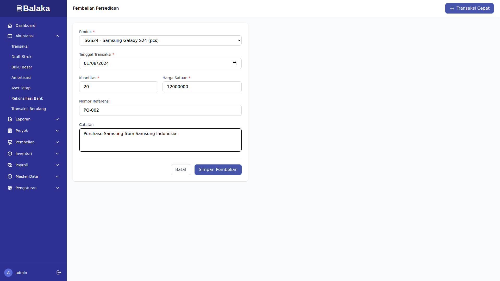 Form Pembelian Samsung