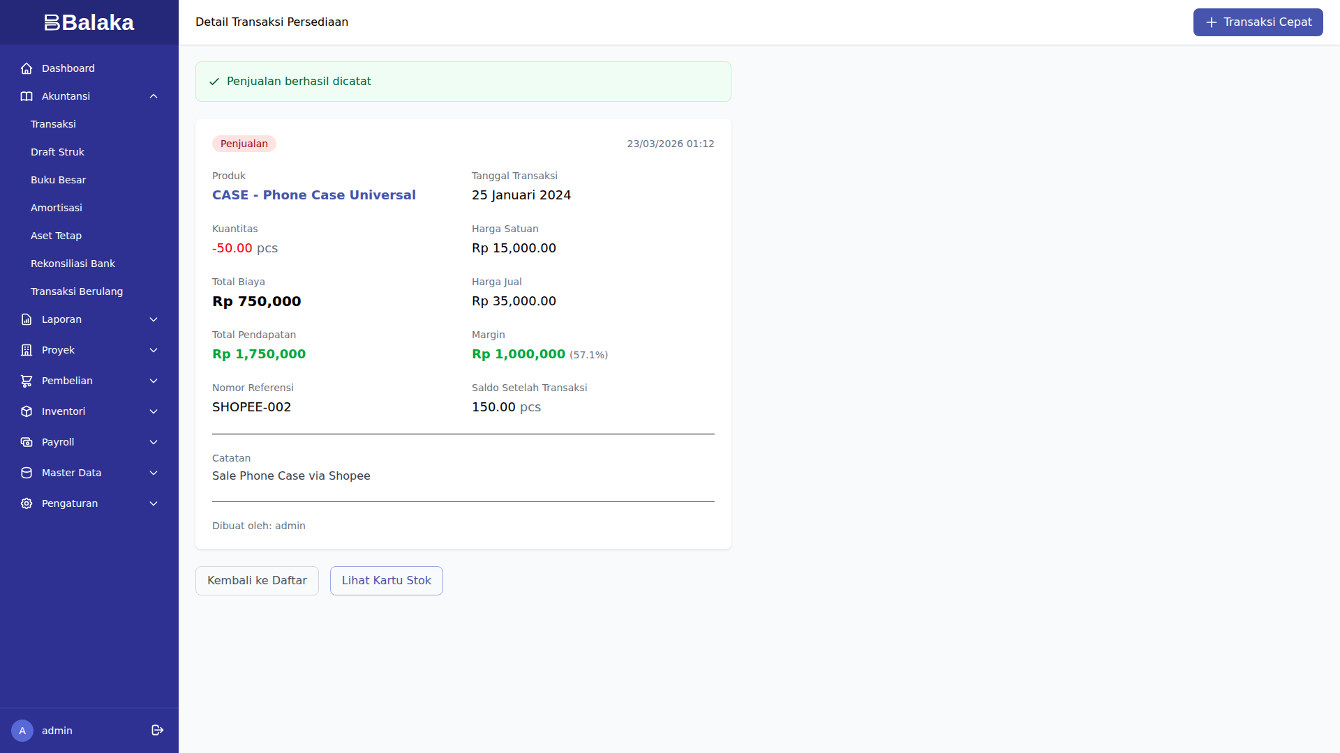 Detail Penjualan Case