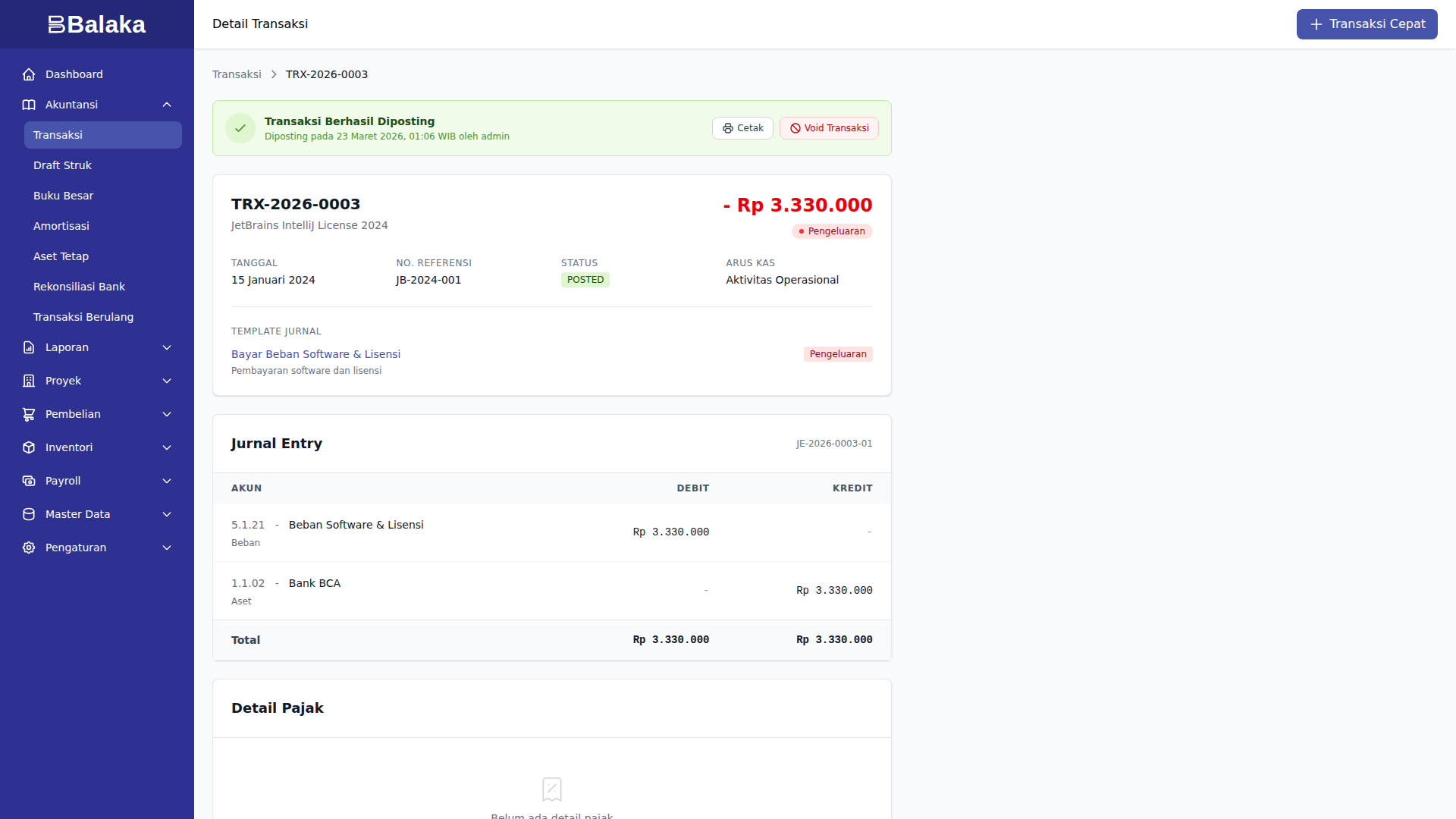 Detail Transaksi Beban