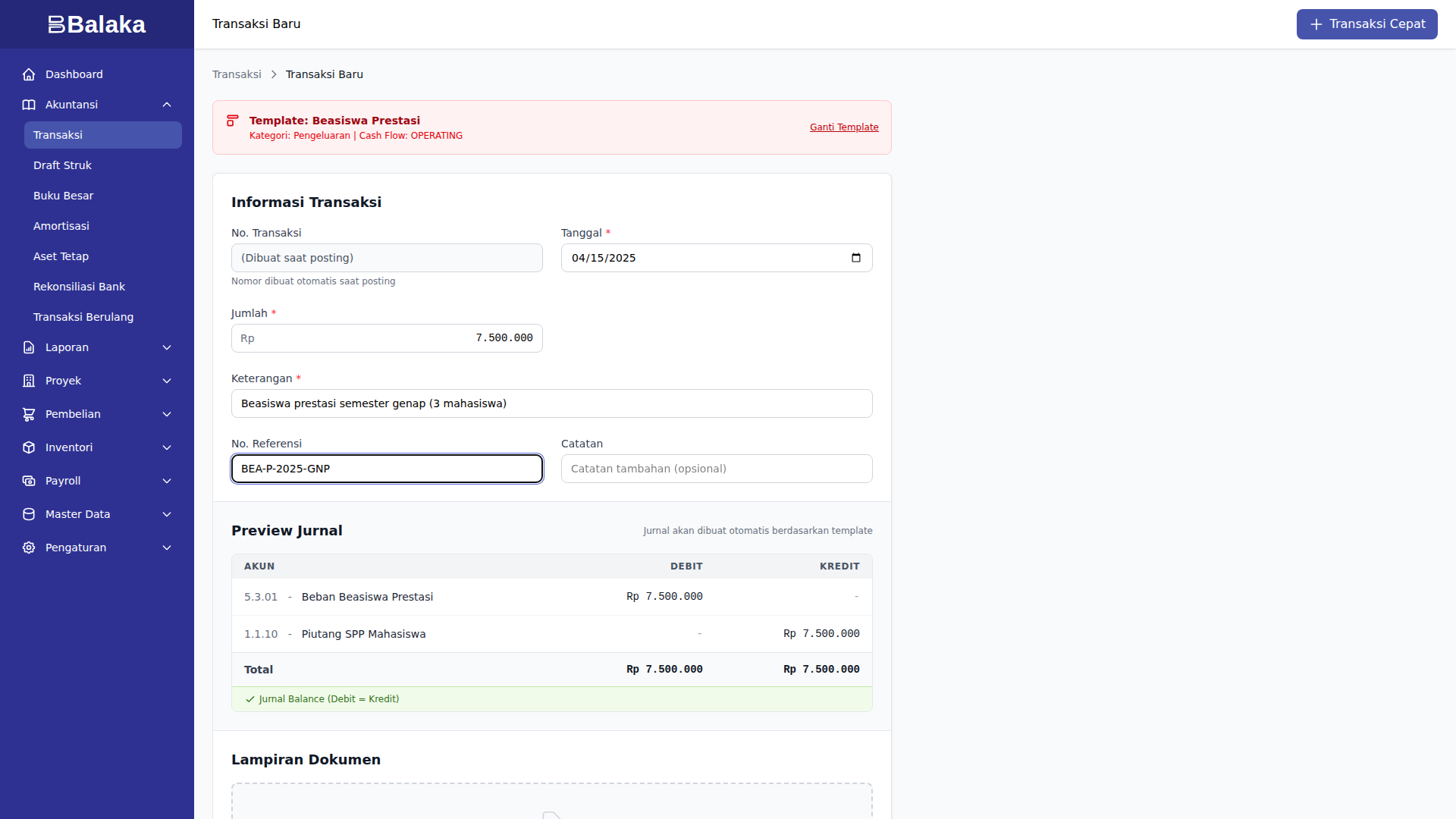 Form beasiswa prestasi