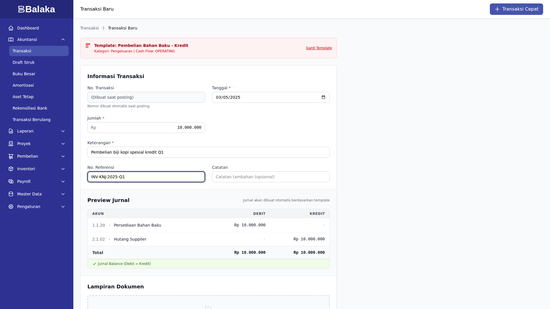 Form pembelian bahan baku kredit