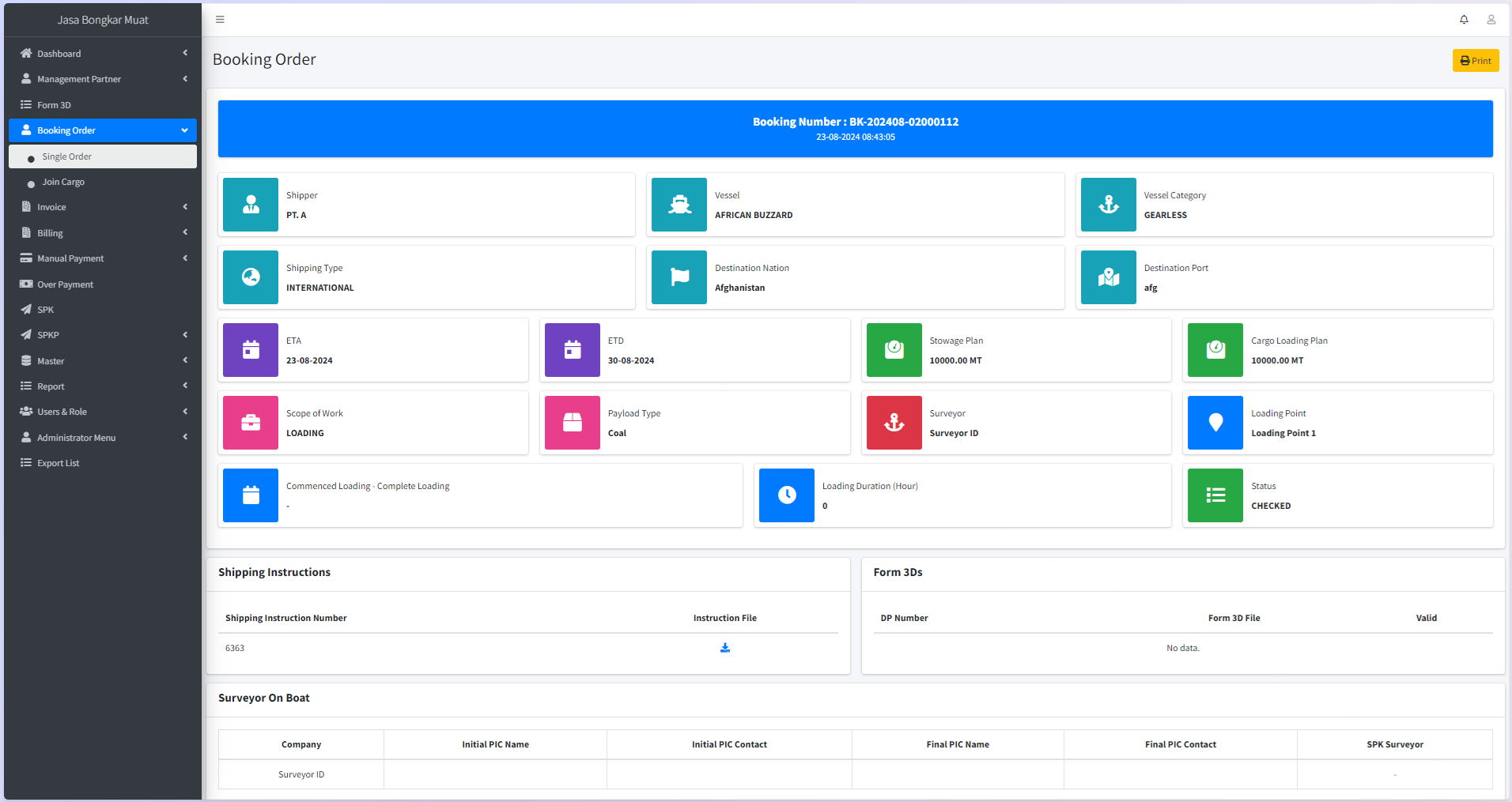 Detail Booking Order