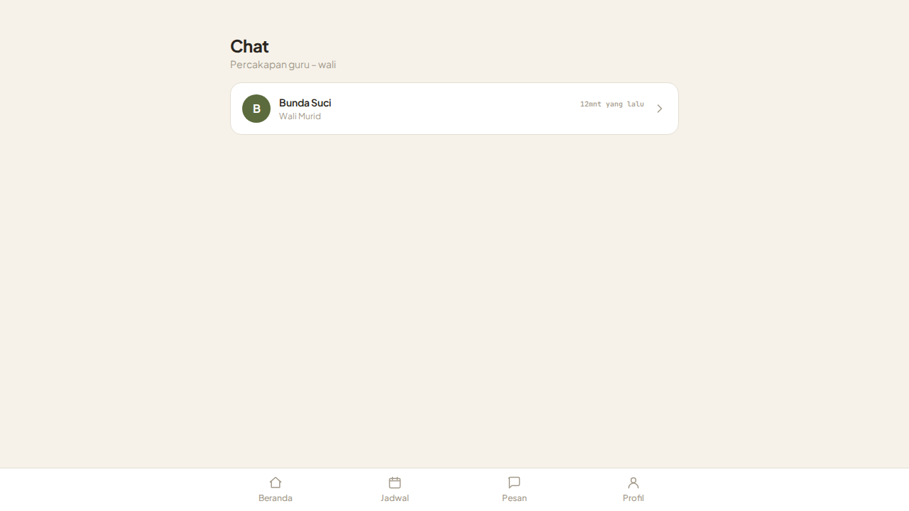 Daftar percakapan chat (guru)