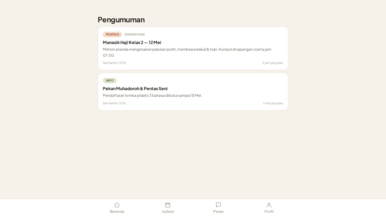 Feed pengumuman