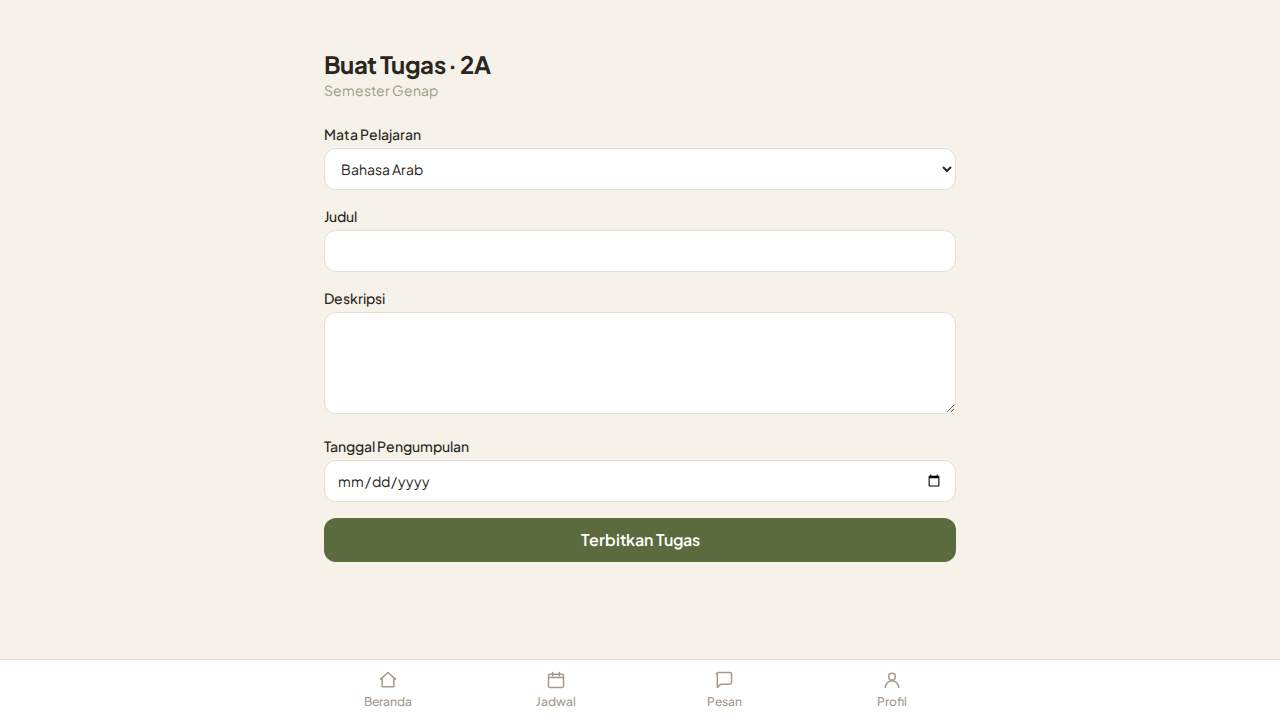 Form buat tugas (guru)